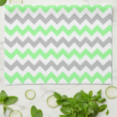 Moderne groene grijze Chevron patroon keukenhanddo Theedoek (Gevouwen)