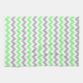 Moderne groene grijze Chevron patroon keukenhanddo Theedoek (Horizontaal)