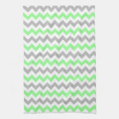 Moderne groene grijze Chevron patroon keukenhanddo Theedoek (Verticaal)