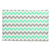 Moderne groene grijze Chevron patroon Kussensloop (Achterkant)