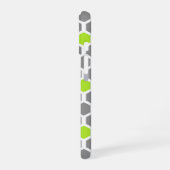 Moderne groene grijze hexagon met naam monogram iPhone 16 hoesje (Linkerkant)