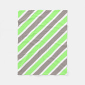 Moderne groene grijze strepen fleece deken (Voorkant)
