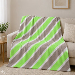 Moderne groene grijze strepen fleece deken