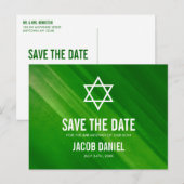 Moderne Groene Grunge Bar Mitzvah Save the Date Aankondigingskaart (Voorkant / Achterkant)