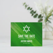 Moderne Groene Grunge Bar Mitzvah Save the Date Aankondigingskaart (Staand voorkant)