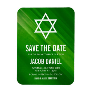 Moderne Groene Grunge Bar Mitzvah Save the Date Magneet