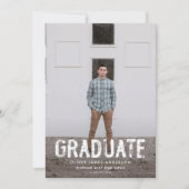 Moderne groene grungy foto afstudeeraankondiging kaart (Voorkant)