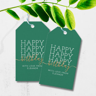 Moderne groene Happy Birthday Gift Labels Cadeaulabel