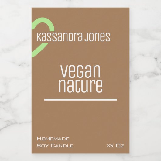 Moderne Groene Hart Vorm  Bruine Kaars Voedselcontainer Etiket (Enkel label)