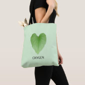Moderne groene hartvorm plant blad tote bag (Dichtbij)