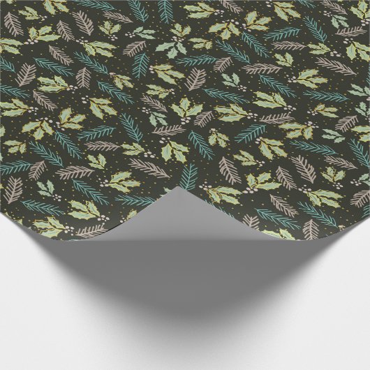 moderne groene heilige met cadeau voor kerstmis cadeaupapier (Hoek)