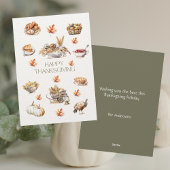 Moderne groene herfst aquarel gelukkig Thanksgivin Feestdagenkaart