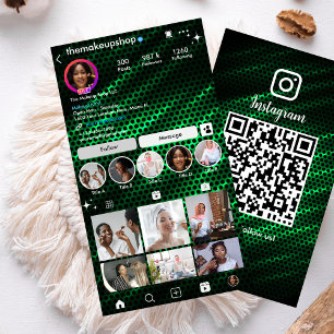 Moderne Groene Honingraat Instagram QR Visitekaartje