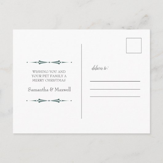 Moderne Groene Huisdier Kerst Briefkaarten (Achterkant)