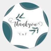 Moderne Groene Huwelijks Dankbetuiging Ronde Sticker (Voorkant)