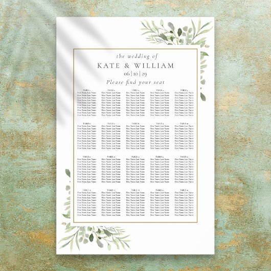 Moderne Groene Huwelijkszitplaats Plan Chart Poster