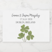 Moderne Groene Ierse Klaver Blad Bruiloft Likeurfles Etiket (Enkel label)