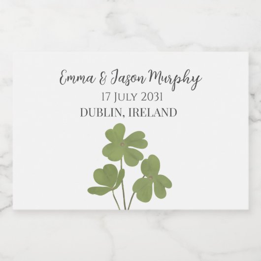 Moderne Groene Ierse Klaver Blad Bruiloft Likeurfles Etiket (Enkel label)