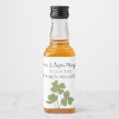 Moderne Groene Ierse Klaver Blad Bruiloft Likeurfles Etiket (Voorkant)