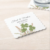 Moderne Groene Ierse Leaf Clover Wedding Kartonnen Onderzetters (Gebogen)