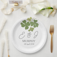 Moderne Groene Ierse Leaf Clover Wedding