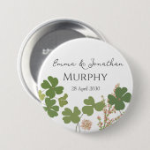 Moderne Groene Ierse Leaf Clover Wedding Ronde Button 7,6 Cm (Voorkant /achterkant)