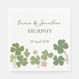 Moderne Groene Ierse Leaf Clover Wedding Servet