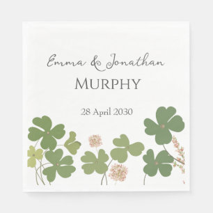 Moderne Groene Ierse Leaf Clover Wedding Servet