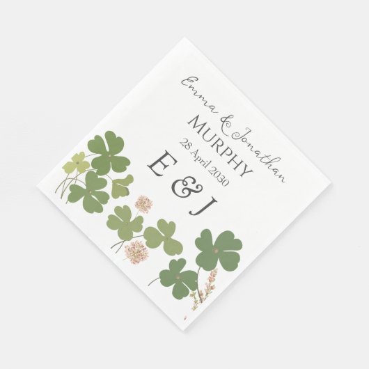 Moderne Groene Ierse Leaf Clover Wedding Servet (Hoek)