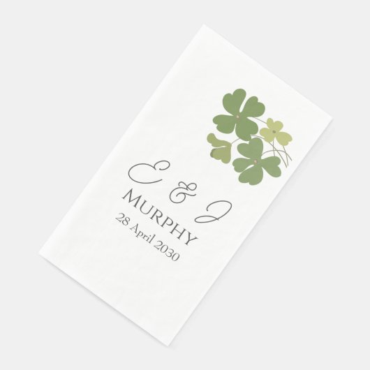 Moderne Groene Ierse Leaf Clover Wedding Servet (Hoek)