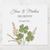Moderne Groene Ierse Leaf Clover Wedding Sparkling Wijnetiket (Enkel label)