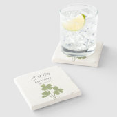Moderne Groene Ierse Leaf Clover Wedding Stenen Onderzetter (Zijkant)