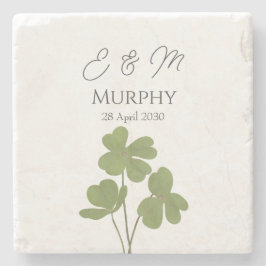 Moderne Groene Ierse Leaf Clover Wedding Stenen Onderzetter