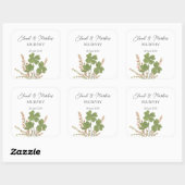 Moderne Groene Ierse Leaf Clover Wedding Vierkante Sticker (Vel)