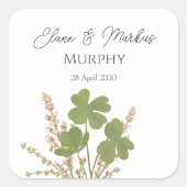 Moderne Groene Ierse Leaf Clover Wedding Vierkante Sticker (Voorkant)