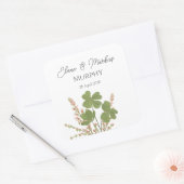 Moderne Groene Ierse Leaf Clover Wedding Vierkante Sticker (Envelop)