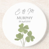 Moderne Groene Ierse Leaf Clover Wedding Zandsteen Onderzetter (Voorkant)