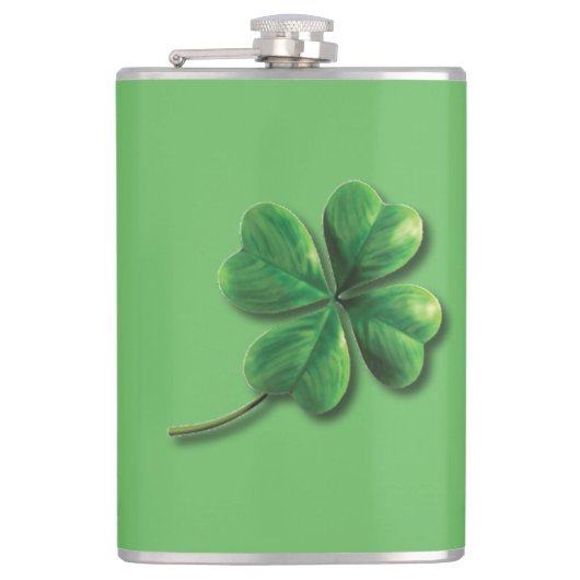 Moderne groene Ierse shamrock Heupfles (Voorkant)