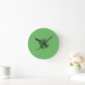 Moderne groene Ierse shamrock Ronde Klok (Huis)