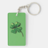 Moderne groene Ierse shamrock Sleutelhanger (achterkant)