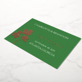 Moderne groene Ierse vierbladige klaver save the d Folie Uitnodiging (Gedraaid)
