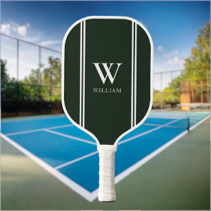 Moderne Groene Initiaal Naam Monogram Pickleball Paddle
