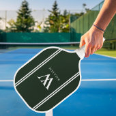 Moderne Groene Initiaal Naam Monogram Pickleball Paddle