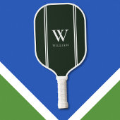 Moderne Groene Initiaal Naam Monogram Pickleball Paddle