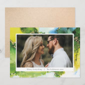 Moderne groene inkt vakantie kerstfoto feestdagenkaart (Voorkant / Achterkant)