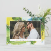 Moderne groene inkt vakantie kerstfoto feestdagenkaart (Staand voorkant)