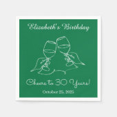 Moderne groene juichen tot 30 jaar verjaardag serv servet (Voorkant)