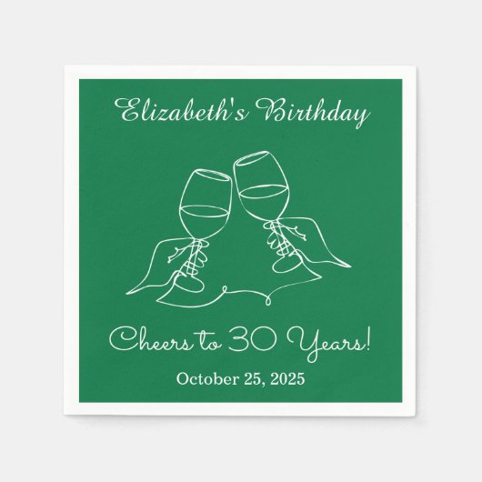 Moderne groene juichen tot 30 jaar verjaardag serv servet (Voorkant)