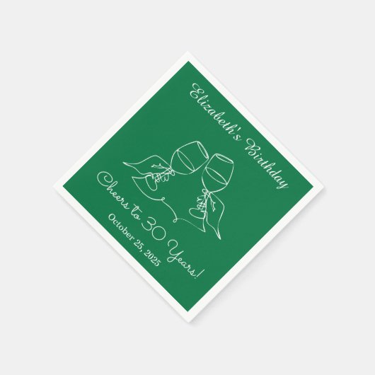 Moderne groene juichen tot 30 jaar verjaardag serv servet (Hoek)