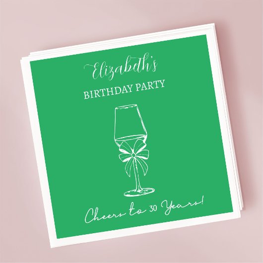 Moderne groene juichen tot 30 jaar verjaardag serv servet